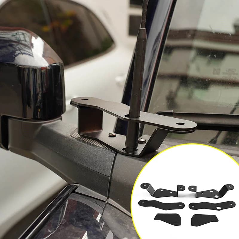 Work Light +  Dual LED Light Bar Side Mounting Bracket For Ford Bronco 2021 2022 Lower Windshield Hinge A-Pillar Side Mount Kit