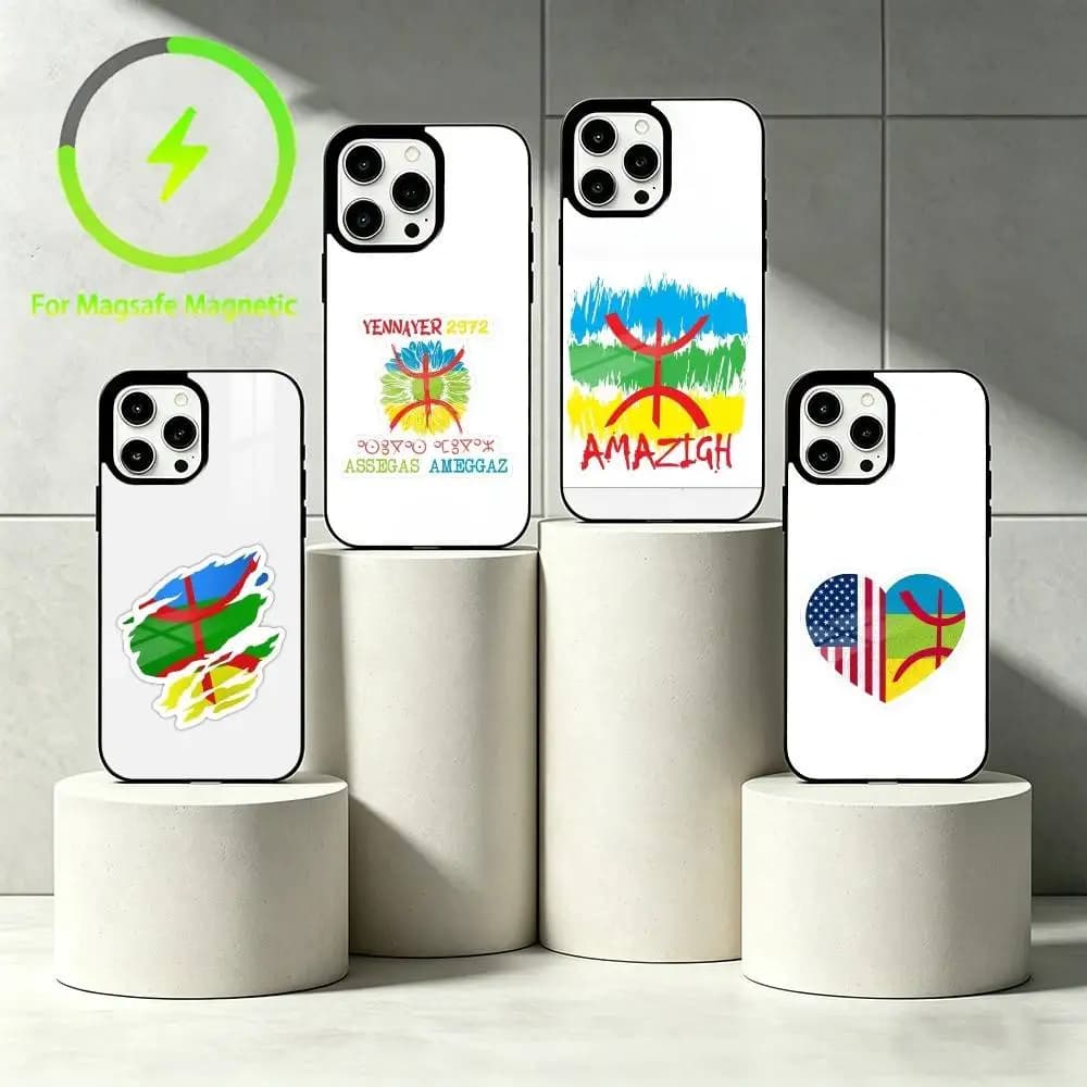 A-Amazigh Berber Flag Phone Case For iPhone 17 16 15 14 13 12 Pro Max Plus for Mirror Wireless Magnetic Cover
