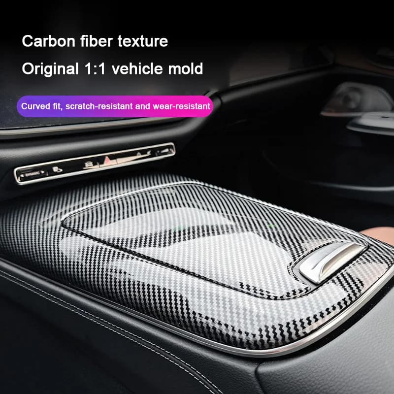Carbon Fiber Overlays Interior Trim Cover for Mercedes Benz E Class W214 2024 2025 2026 Central Gear, Armrest, Rear Air Outlet