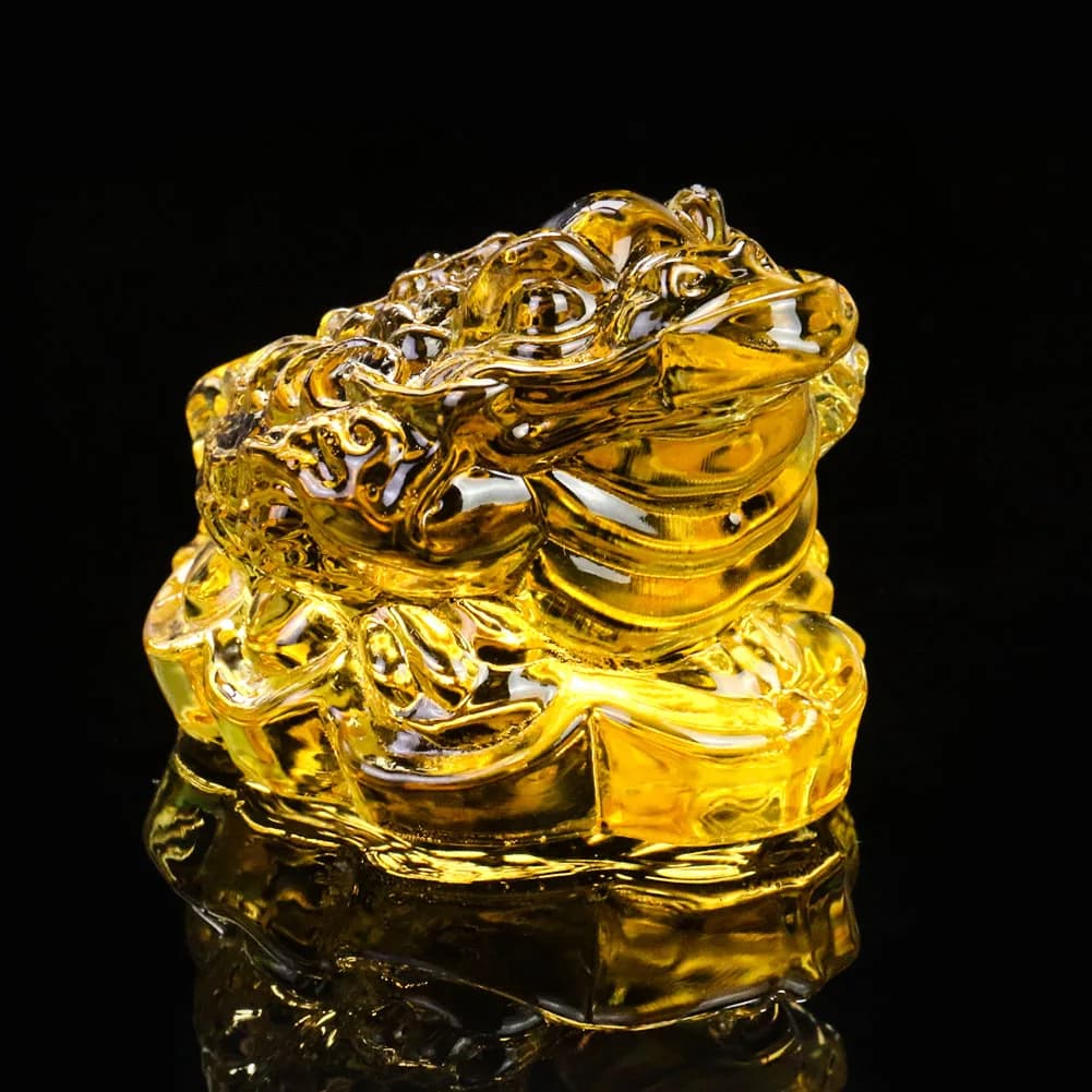 Golden Toad Copper Citrine Auspicious Feng Shui Glaze Pendant Glass Crystal Desktop Ornament Crafts Tea Set Pet Decorations