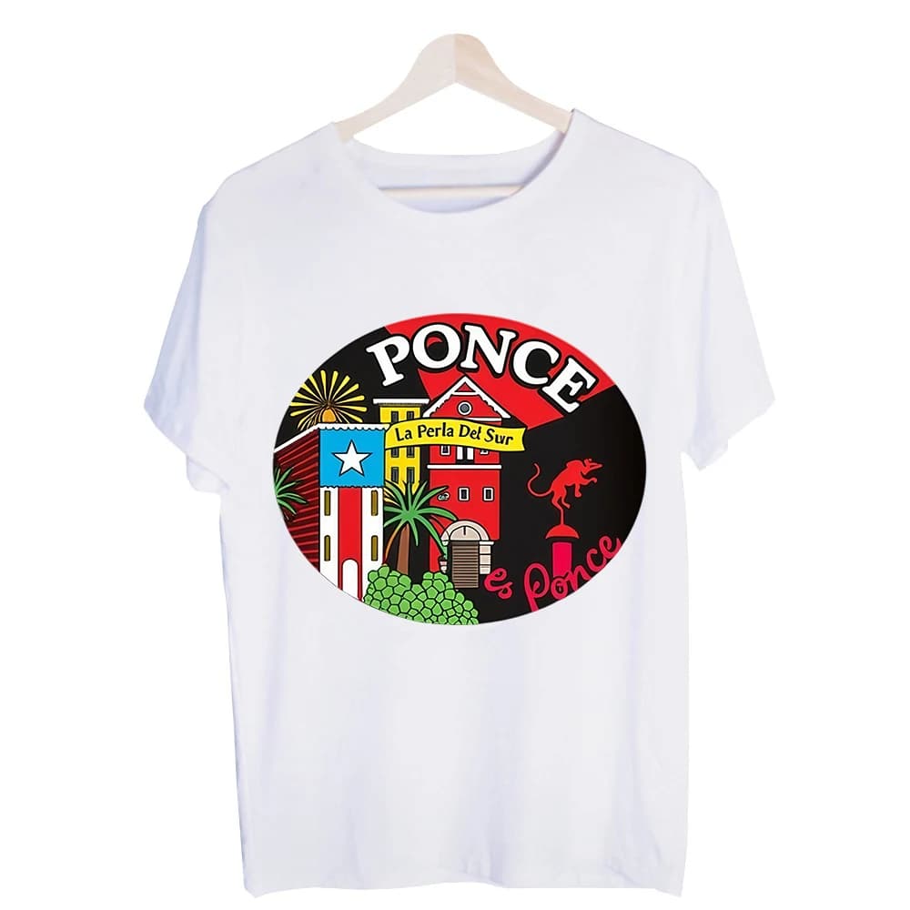 Men's Ponce Cityscape Graphic Tee, Short Sleeve Crew Neck T-Shirt for Casual Urban Wear and Travel Outfits