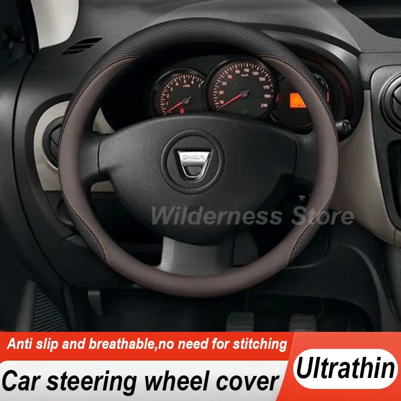 Hot Sales Leather Steering Wheel Cover For Dacia Dokker Lodgy 2012-2025 Duster 2010-2016 Auto Steering Wheel Cover Accessories