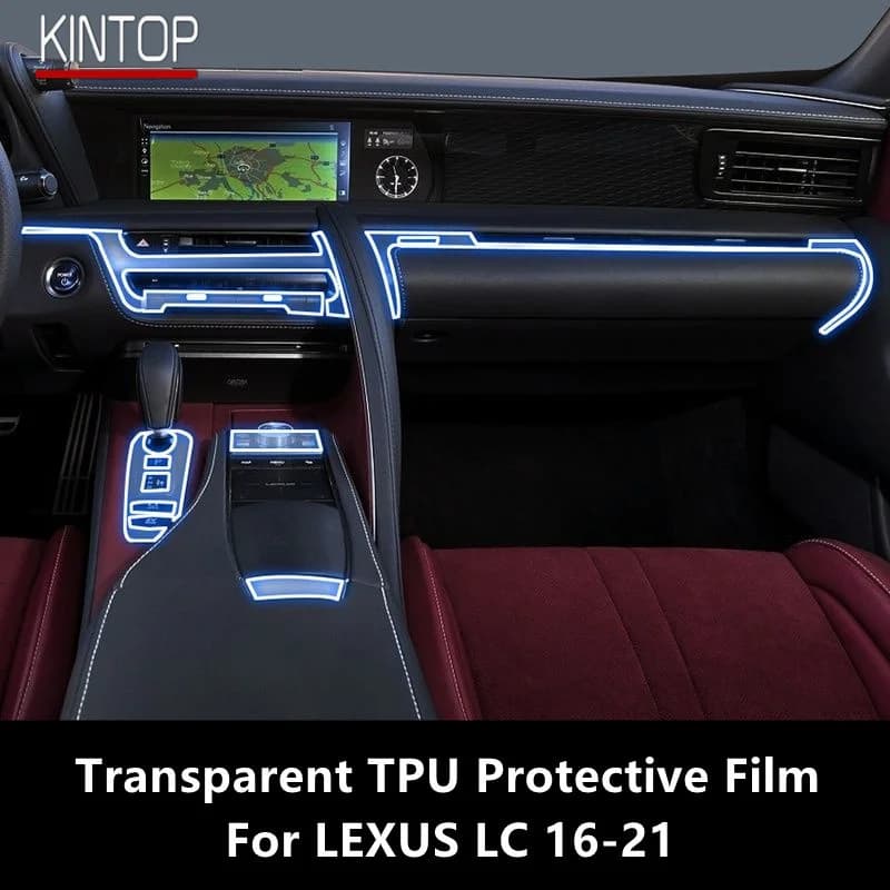 For LEXUS LC 16-21 Car Interior Center Console Transparent TPU Protective Film Anti-scratch Repair Film Accessories Refit