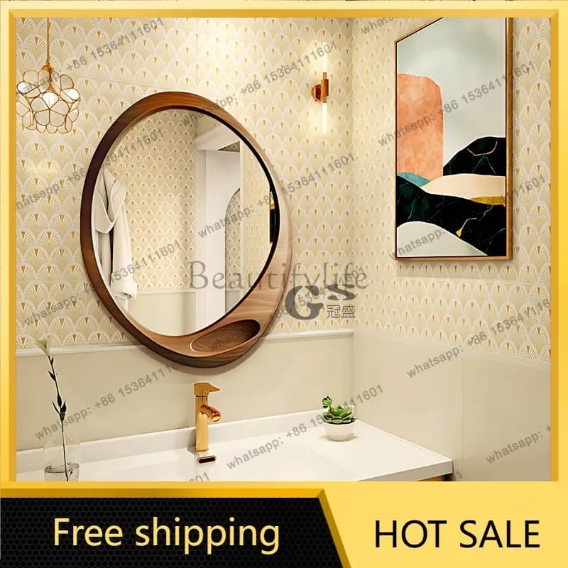 LJY French Vintage Bathroom Mirror Wall Mounted Elegant Vanity Mirror with Frame Bathroom Bedroom Living Room Background Wall De