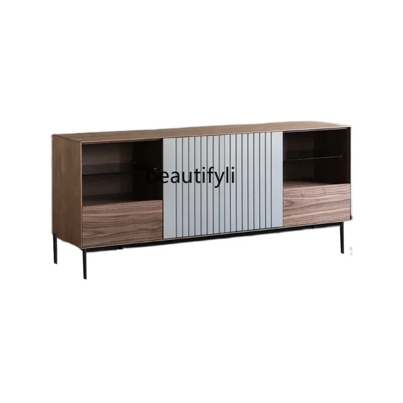 cc182R1 Italian-Style Sideboard Cabinet Walnut Color Tea Cabinet Locker Modern Simple Home Wall-Mounted Restaurant Equipment Si