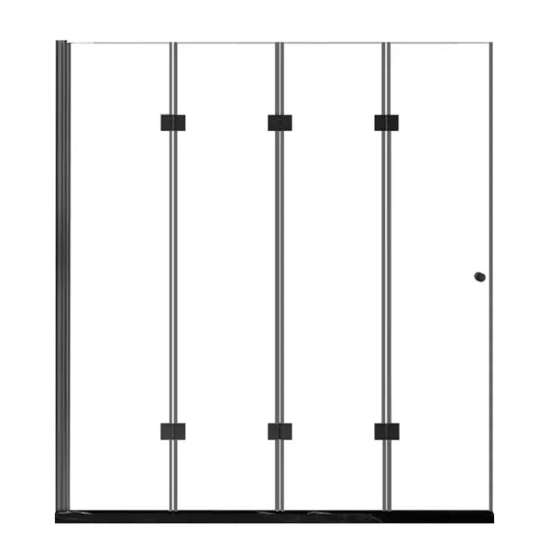 Small apartment two folding bath screen shower room bathroom partition one word three folding glass door bathroom dry and wet