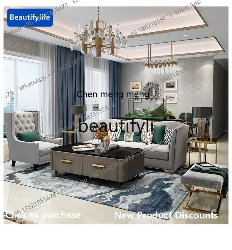 178CC Hong Kong-style entrance TV cabinet light luxury coffee table combination high TV cabinet champagne