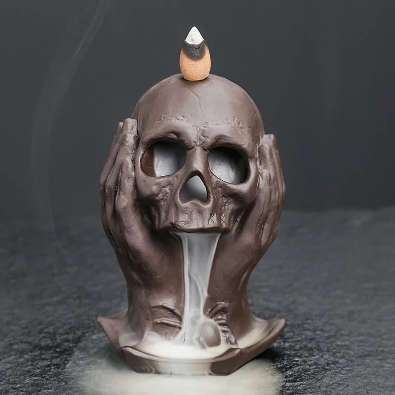 Purple Clay Backflow Aromatherapy Stove Craft Decoration Creative Halloween Skull Sandalwood Home Decoration