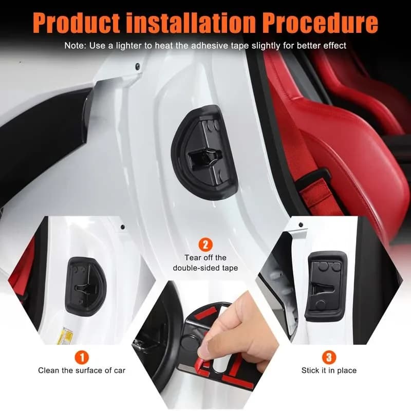 For Chevrolet Corvette C8 2020+ ABS Black Car Door Bolt Lock Protective Cover Decorative Sticker Car Interior Accessories