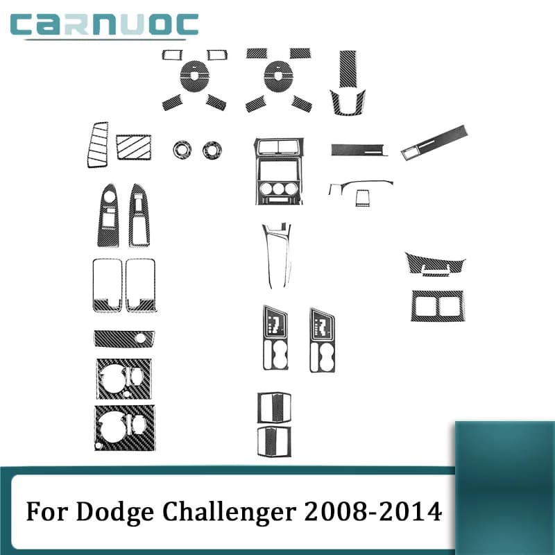 For Dodge Challenger 2008 2009 2010 2011 2012 2013 2014 Carbon Fiber Black Stickers Car Interior Decorative Auto Accessories