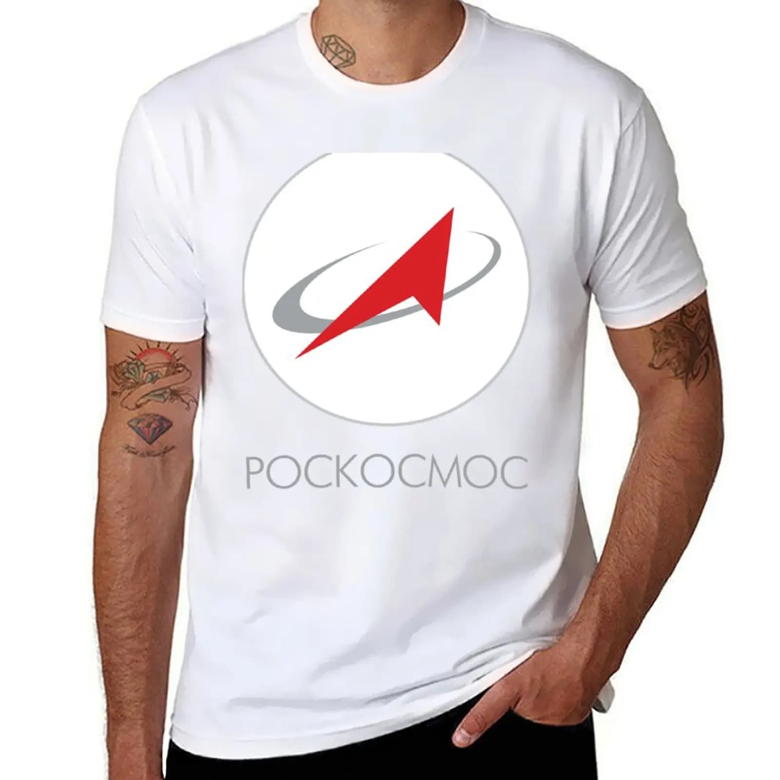 Roscosmos Logo T-Shirt man t shirt graphic t shirt man plain T-Shirt