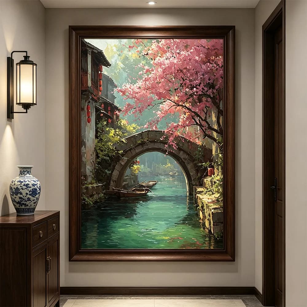Riverside House Canvas Painting Modern Water Building Wall Art Print Poster for Bedroom Living Room Decor Scenery Picture
