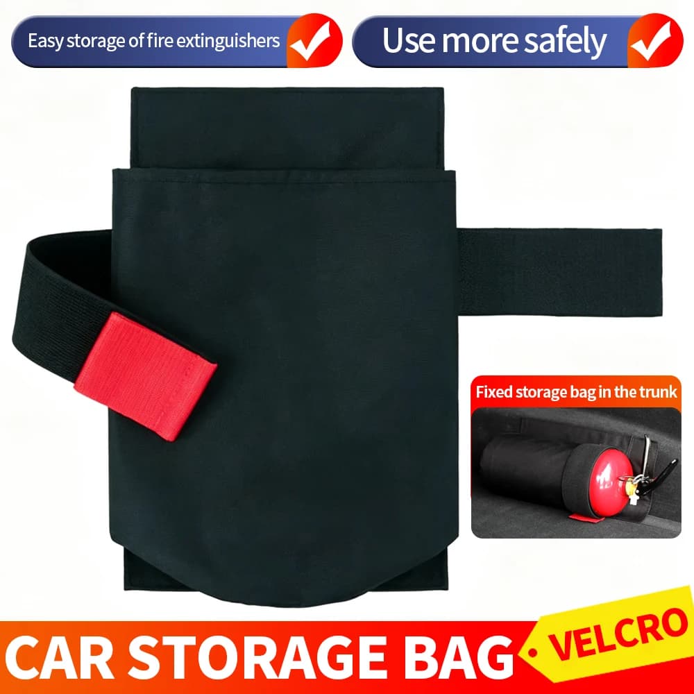 Car Emergency Container Storage Bag Trunk Emergency Container Holder with Velcro Portable Fix Storage Pouch for Trunk Organizer