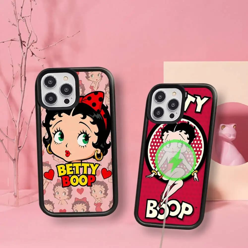B-Betty Girl B-Boops Black For Magsafe Magnetic Phone Case For IPhone 16 15 17 Pro Max 11 12 13 14 Plus Cover