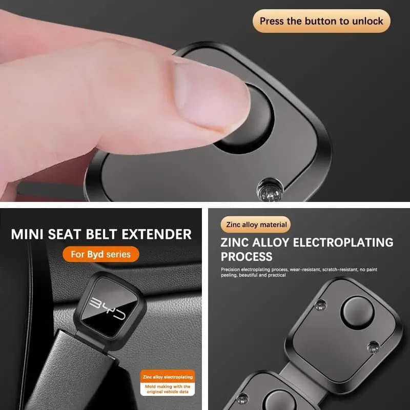 Zinc Alloy Car Seat Belt Buckle Extender For BYD Atto 3 Seal Dolphin Han Tang Song Yuan Safety Belt Extension Interior Auto Acce