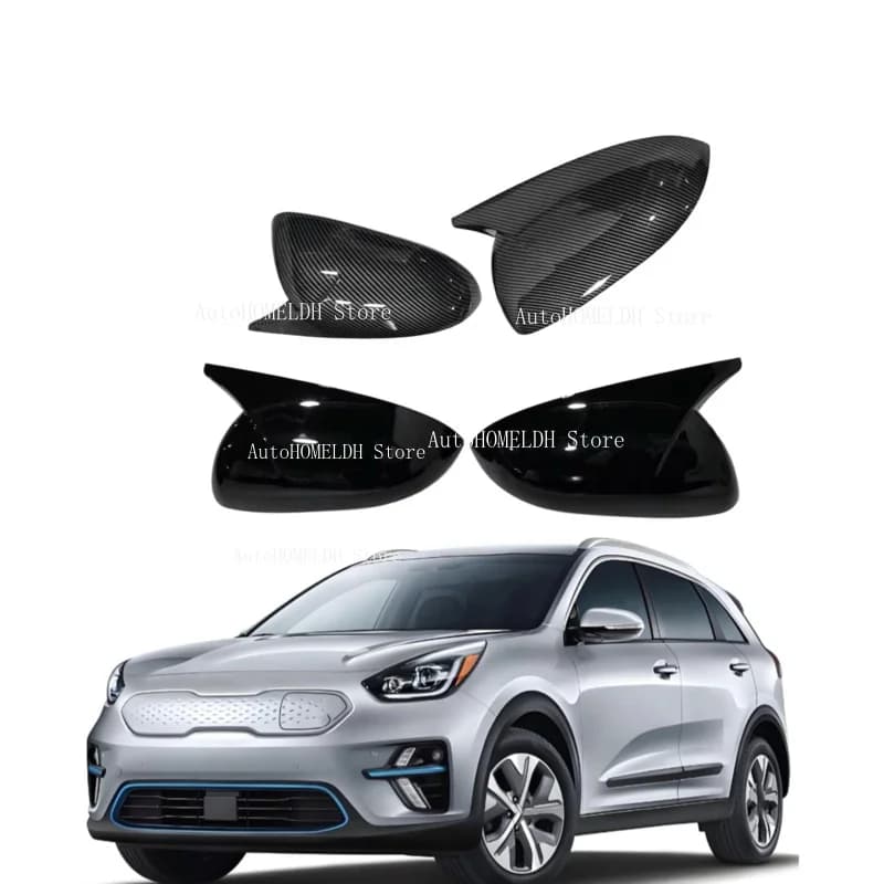 Car Rearview OX Horn Side Mirror Cover For Kia Niro 2016-2020 ABS Wing Cap Exterior Door Housing Trim Adhesive Sticker