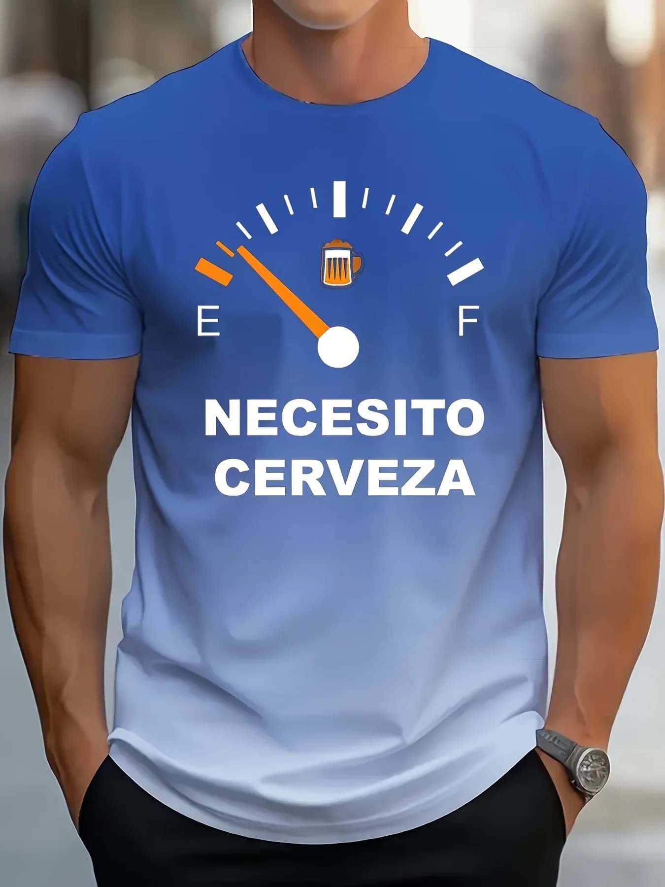 Men's Gradient Color Beer Graphic Print T-Shirt Short Sleeve Crew Neck Tee Vacation Casual Men's Clothing for Summer Outdoor Top