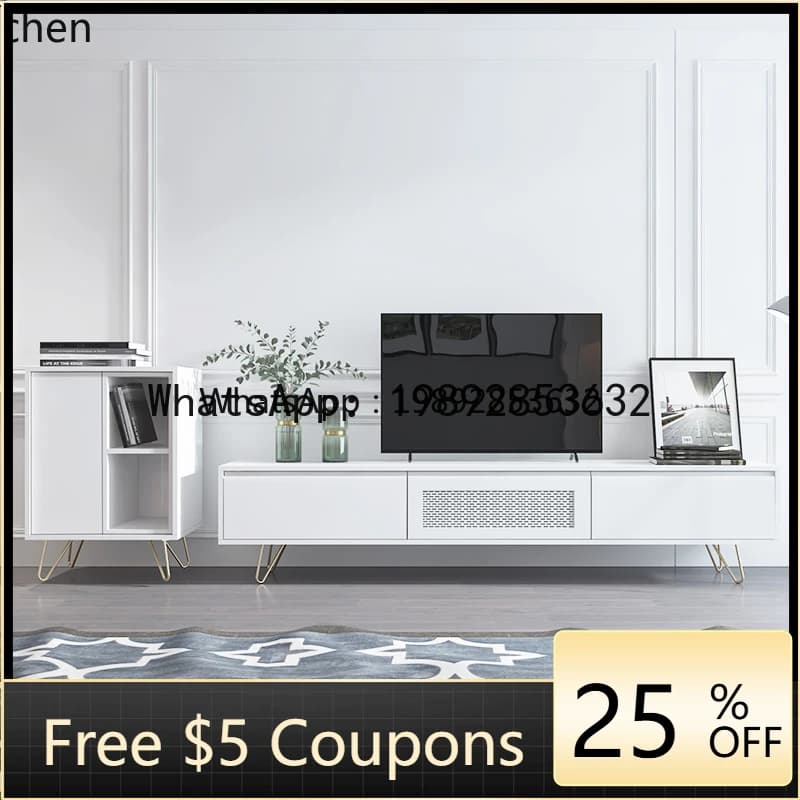 AB   simple modern TV cabinet coffee table combination living room furniture small apartment stainless steel feet