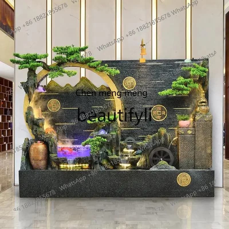 N178 G Water curtain wall flowing water screen indoor living room lucky floor rockery waterscape fountain ornament circulation