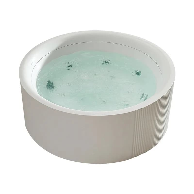 Acrylic Jacuzzi Waterfall Surf Bubble Home Freestanding Round Double Bath