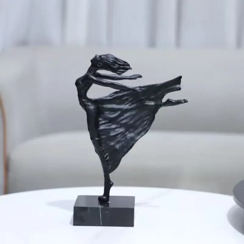 Creative Abstract Metal Girl Ballet Dancing Girl Sculpture Realistic Figure Statue Metal Figurine Home Decoration Accessories