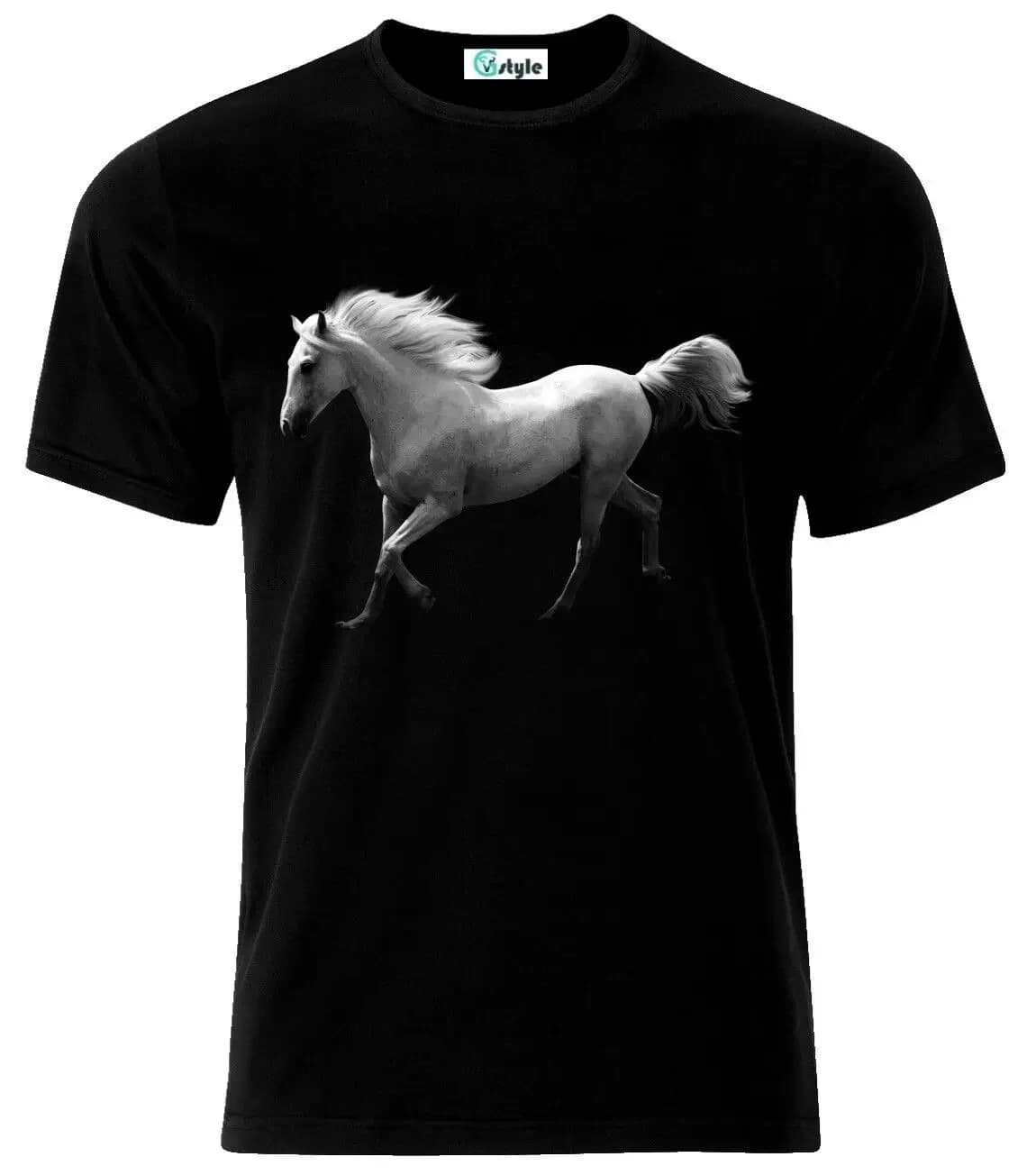 Beautiful White Horse T-Shirt. Summer Cotton Short Sleeve O-Neck Mens T Shirt New S-3XL