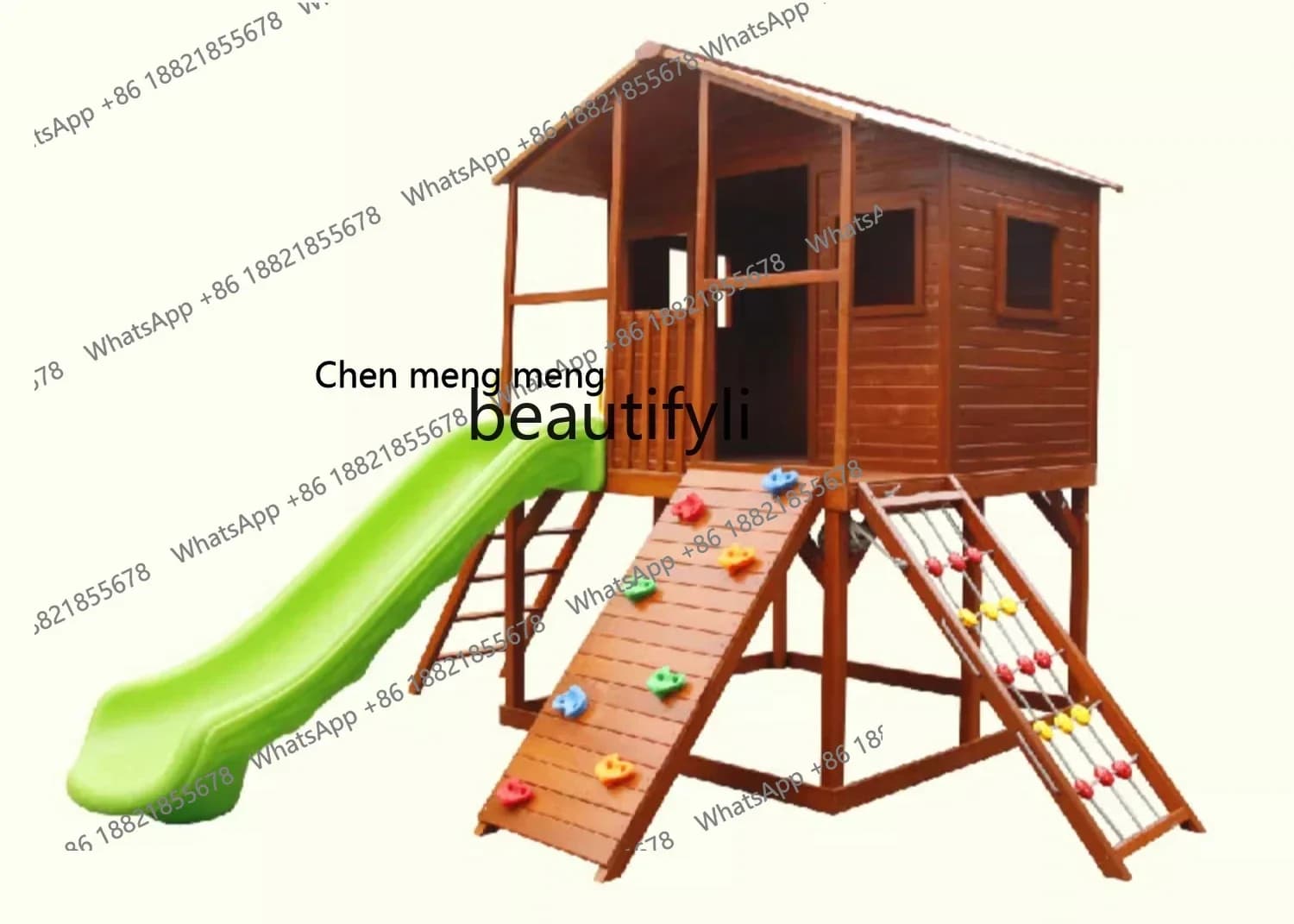 D178  Outdoor Cabin Assembly Preservative Wood Children's Tree House Games Kindergarten Slide Rock Climbing Movable
