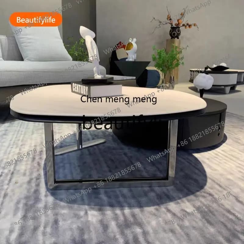 2003 Modern supercrystalline stone round coffee table combination living room tea table designer retro small round table