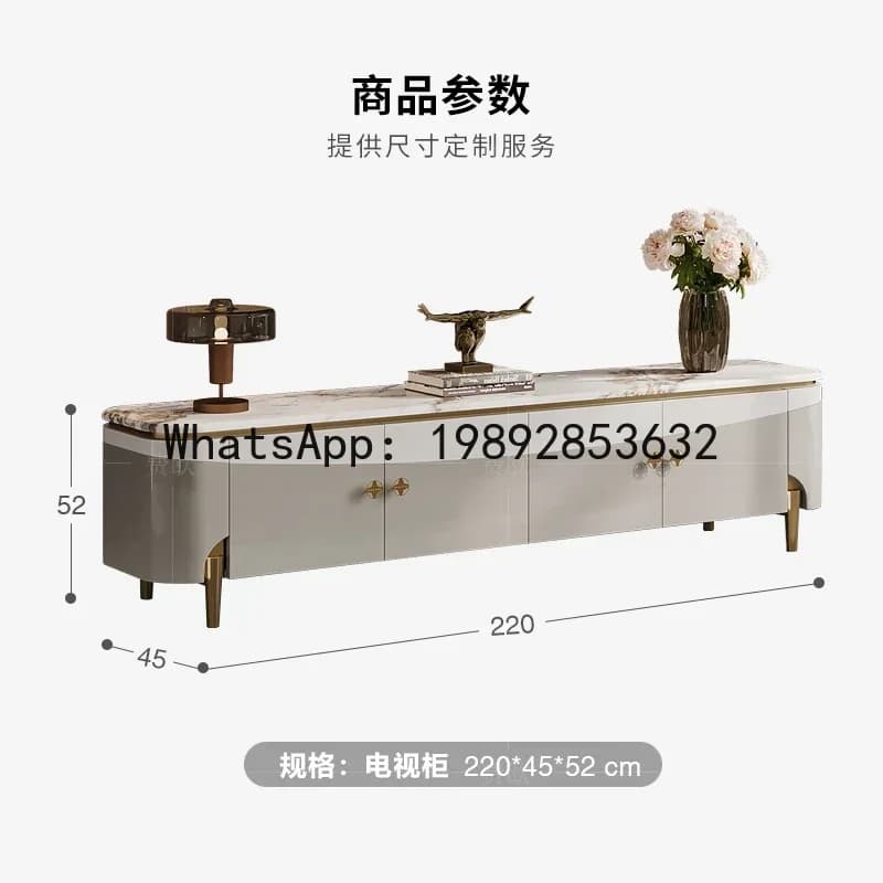 FF  light luxury TV cabinet high-end living room bright marble paint floor cabinet coffee table combination