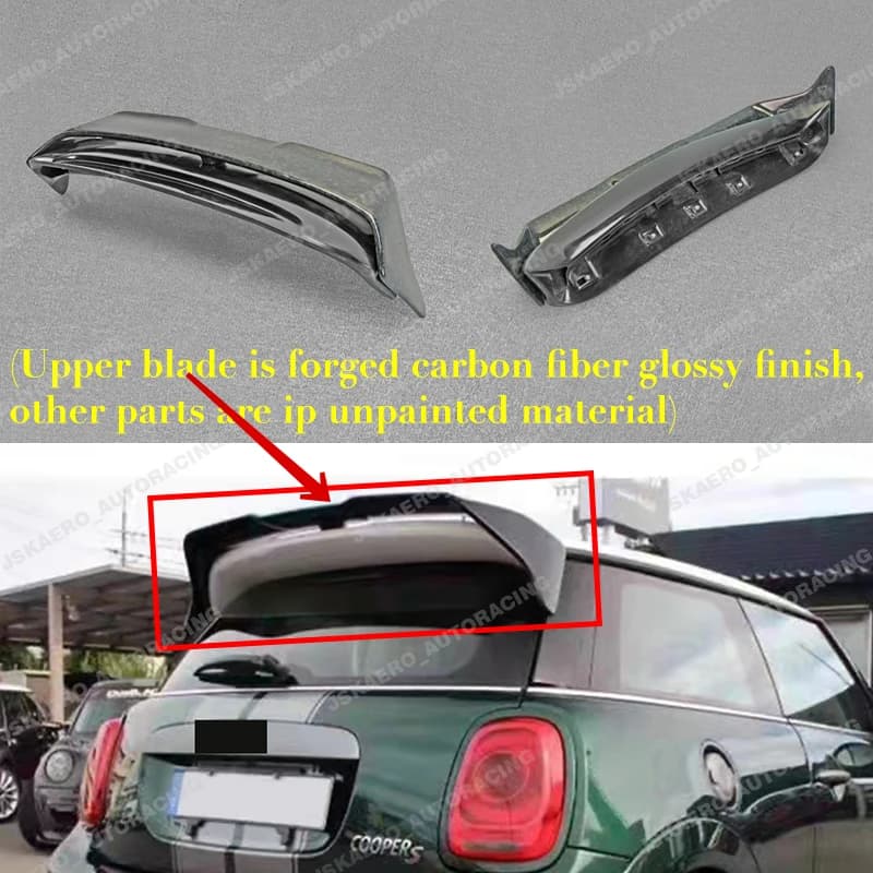 For Mini Cooper S F56 FRP Unpainted + Forged Carbon Fiber Rear Roof Spoiler Wing car Bodykits