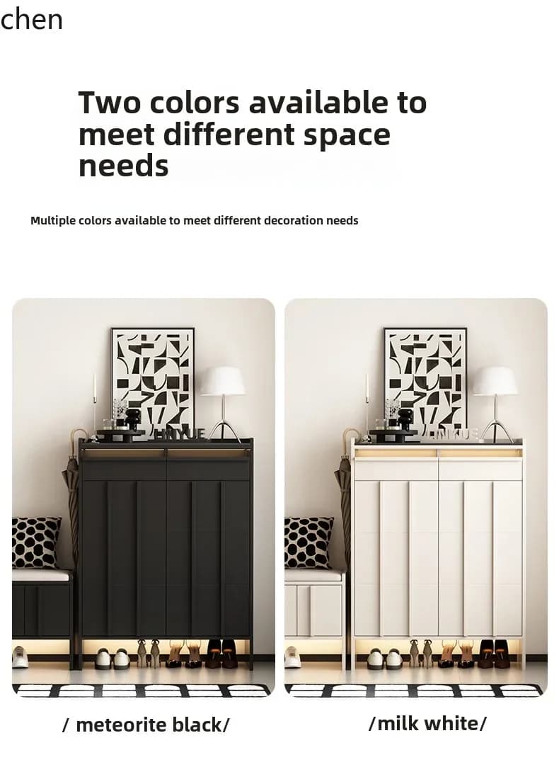 cream wind solid wood shoe cabinet rock slab household entrance foyer partition porch storage large capacity shoe cabinet
