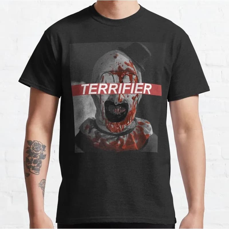 Retro Horror Movie Terrifier Art The Clown Killer Scary Halloween Gift T Shirt Short Sleeve Graphic clothes All size tops S-6XL
