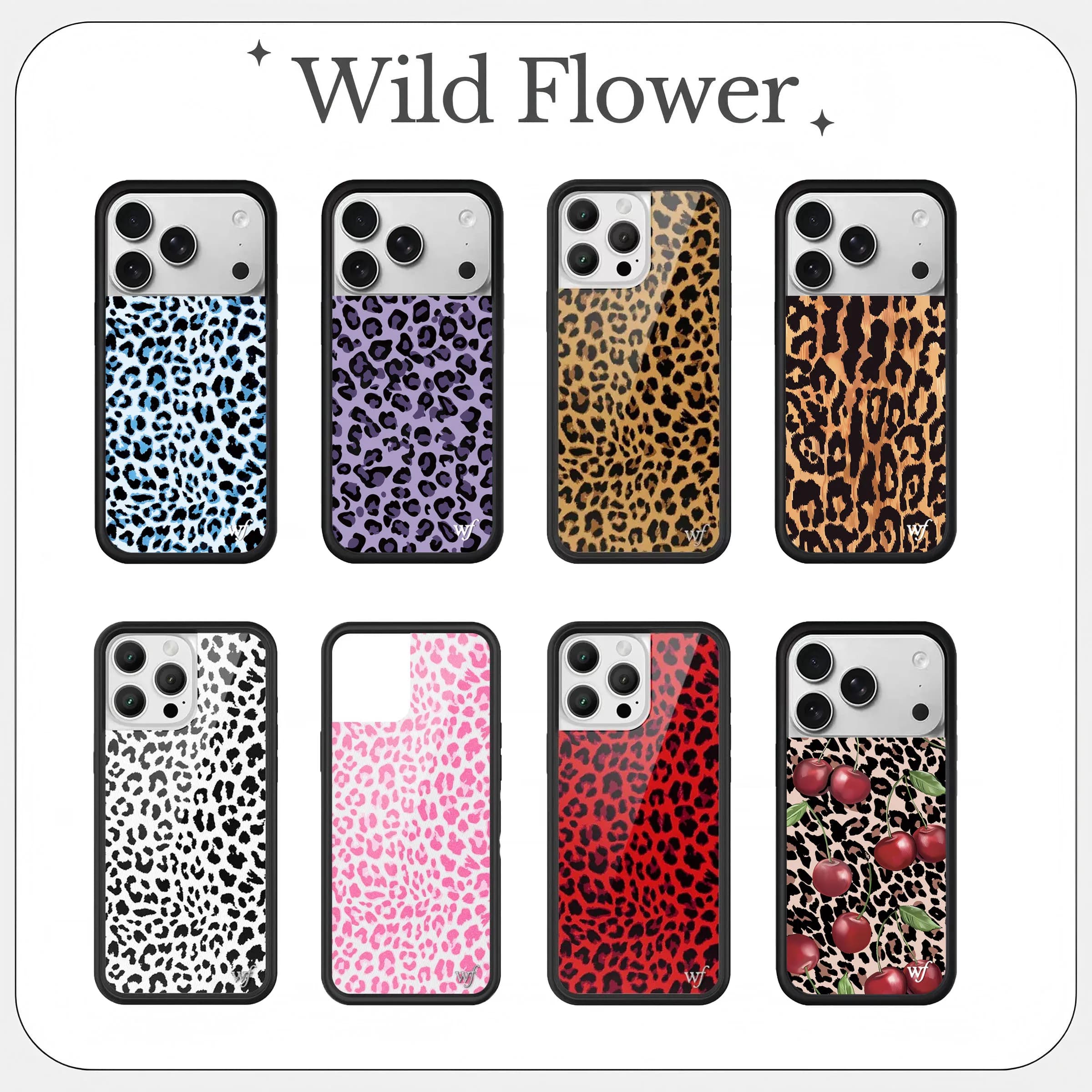 Wildflower 2025 INS Leopard Luxury for iPhone 17 16 15 14 13 12 Pro Max Plus WF Girl Shockproof Phone Case Back 17pro 17 14pro