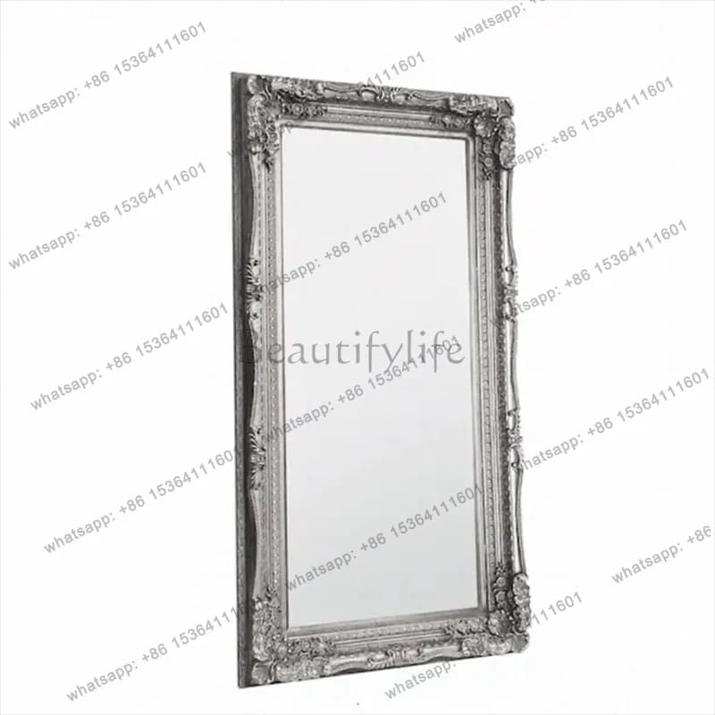 French retro full body mirror American home living room bedroom European carved floor mirror custom size