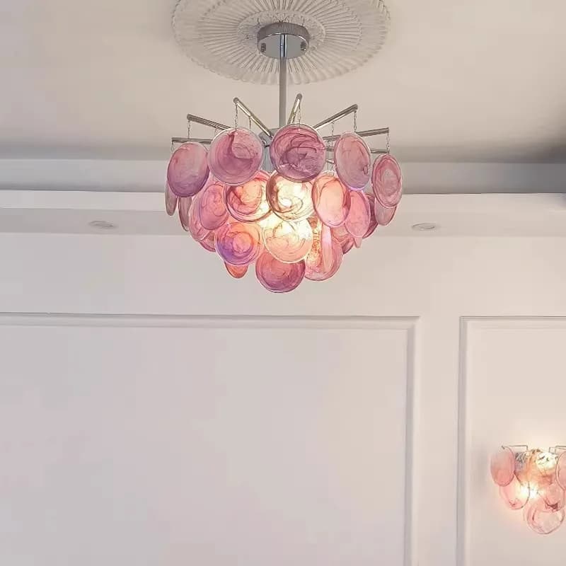 CX retro master bedroom, pink glass wind chimes room romantic restaurant decoration ornament