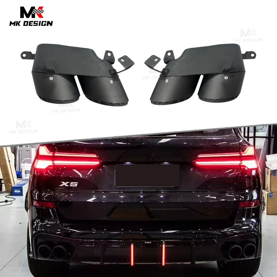 Carbon Fiber Muffler Tailpipes Exhaust Tips for BMW X5 G05 2019-2024 VTEN Style Exhaust Pipe Body Kits Car Accessories