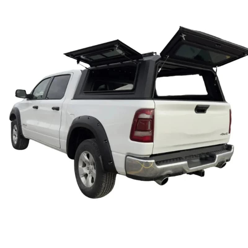 PrimeSelect Matte Black Aluminum Alloy Flat Roof Canopy Ready With Rack Rails 4X4 Overland Offroad Truck Bed Aftermarket