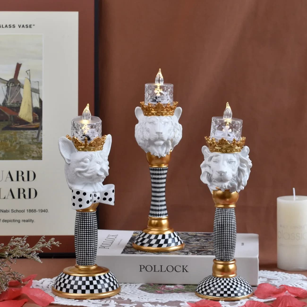 Mosaic animal candlestick Nordic modern home decoration living room dining table candlestick decorations