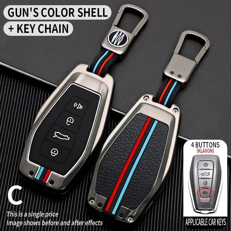 4 buttons Metal + silicone car key case cover shell  for Renault  Grand Koleos Geely Coolray X6 Emgrand 2024 2025 Accessories