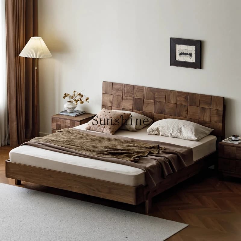 North American Black Walnut Bed Solid Wood Modern Simple Double Bed