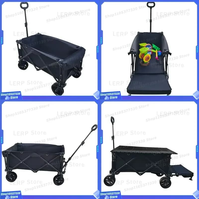 Portable Folding Utility Wagon with Extension Board for Outdoor Garden Park Campervan ATV Outdoor Garden Park Folding Cart