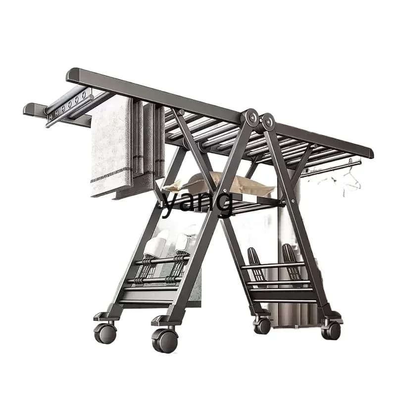 LH  folding drying rack household aluminum alloy floor cooling hanger quilt drying artifact