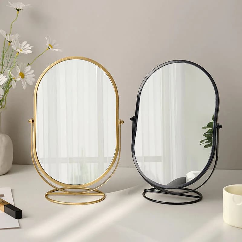 Carefully selected makeup mirror desktop desktop bedroom rotating 360 oval mirror ins dormitory dressing mirror high appearance
