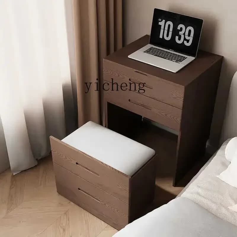 b18 Solid Wood Dressing Table Bedroom Modern Simple Small Apartment Flip Mini Dresser Table Storage Cabinet Integrated