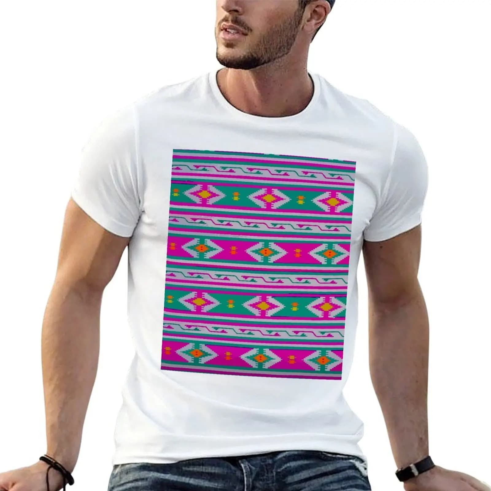Green lavender chevron boho chic serape bold decor T-Shirt vintage graphic tee plus sizes black t-shirts for men