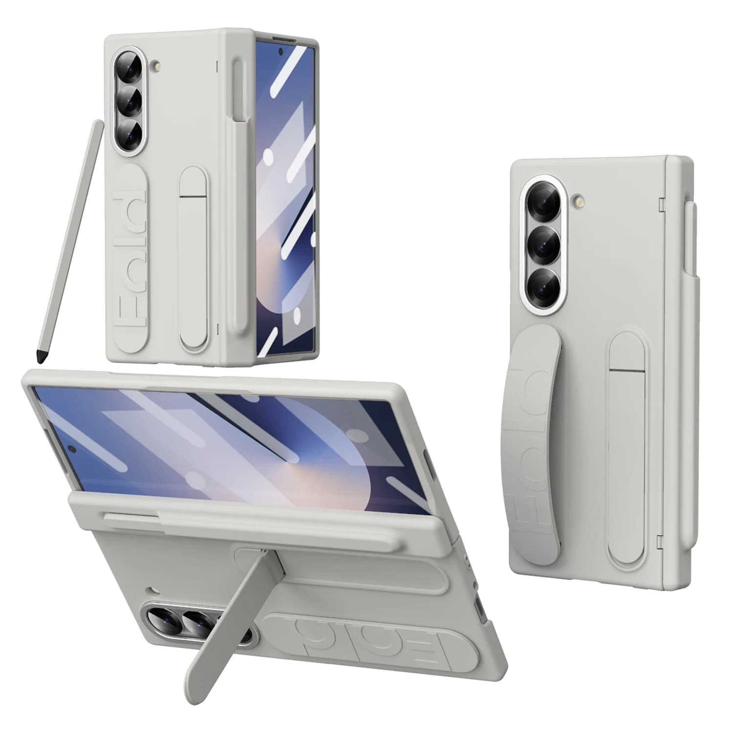 With S Pen Holder For Samsung Galaxy Z Fold 8 7 6 5 4 3 2 Hinge Case TriFold Shockproof Full Screen Protector Glass film Cover