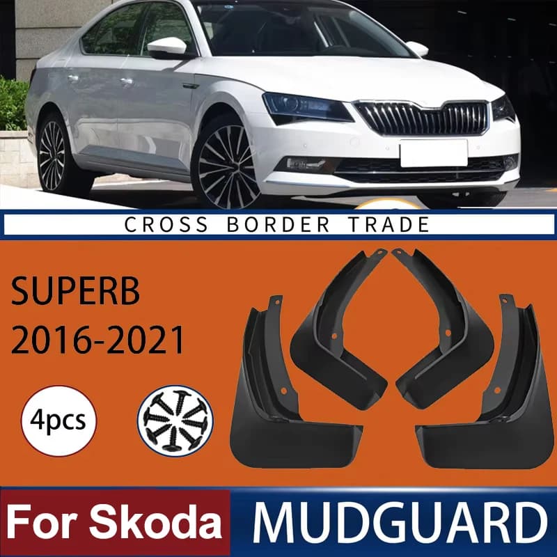For Skoda Superb 2016-2021 2017 2018 2019 2020 Automotive Tire Mudguard Waterproof Splash Proof 4pcs Accessories