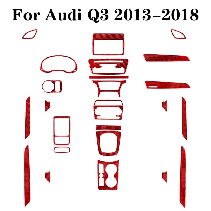For Audi Q3 2013 2014 2015 2016 2017 2018 Carbon Fiber Red Various Parts Stickers Car Decorative Styling Interior Accessories