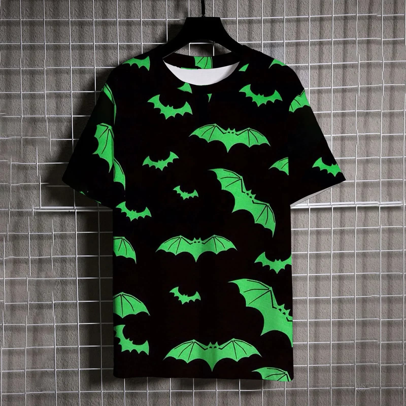 Halloween Stylish Bat Graphic Print 3D Leisure Men's Short Sleeve T-shirt Versatile Crew Neck T Shirts Tops T-shirts for Men Tee