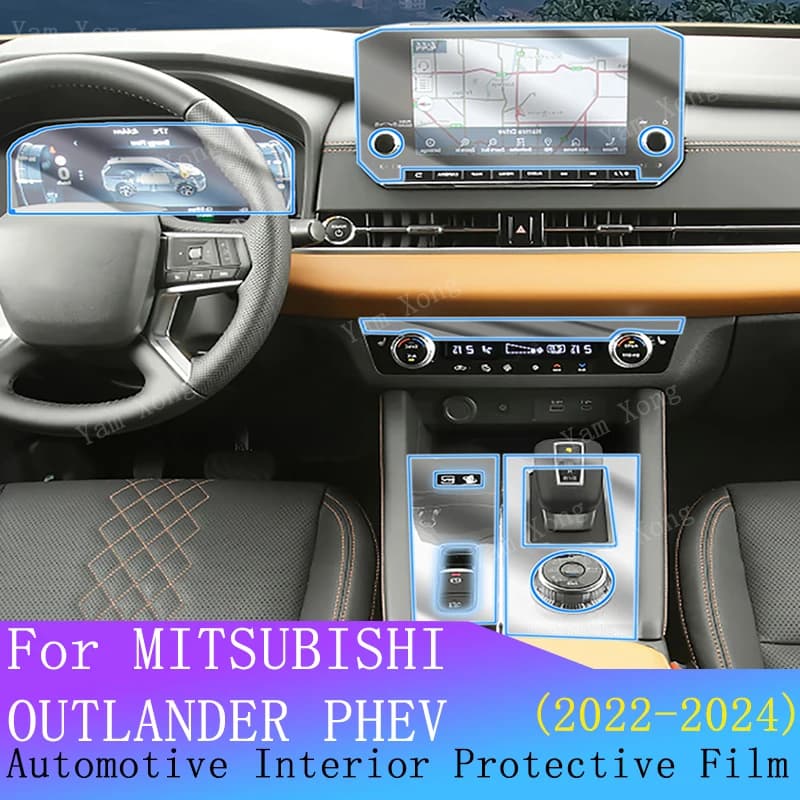 For MITSUBISHI OUTLANDER PHEV Full set interior Gear Panel TPU Transparent Protection Sticker Navigation screen Film Accessories